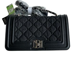 #11- Badgley Mischka Black Quilted Vegan Leather Crossbody Bag